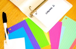Vocabulary flash cards on a ring