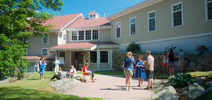 students outside swalm science center at landmark school in beverly Mass.