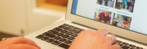 hand on a laptop keyboard