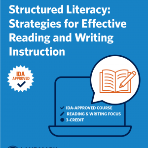 IDA course graphic icon with computer and open book.
