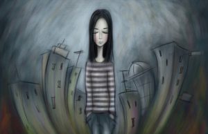 drawing of a sad girl