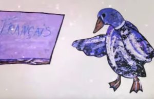 a drawing of a computer and a duck that represents imagining things not seen before