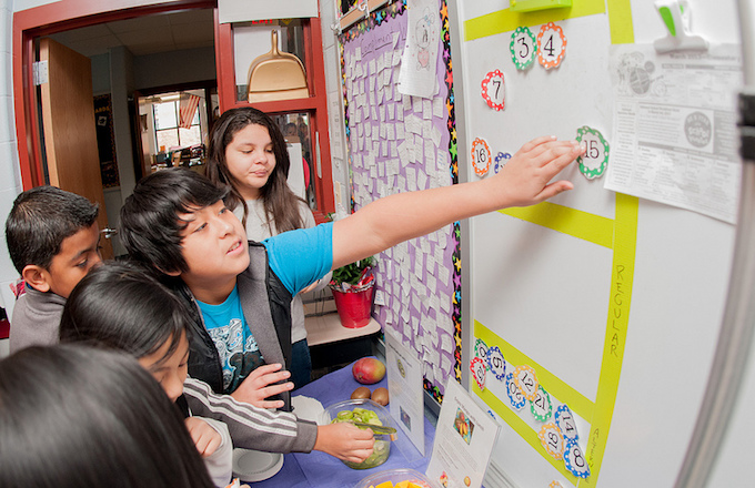 Students practice responsible decision making by choosing what they want to eat at school